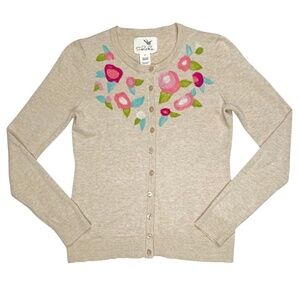 Anthropologie Tabitha Felt Floral Cardigan Size XS